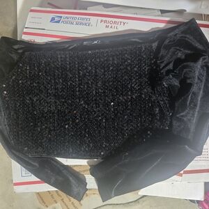 Black Sequin Long Sleeve Top & Skirt Set